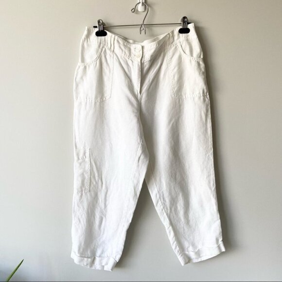 Chico’s Linen Relaxed Fit Cropped  Length Pants - Picture 1 of 16